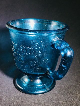 Antique Mug Children Child Blue Eapg Glass “a Good Boy "