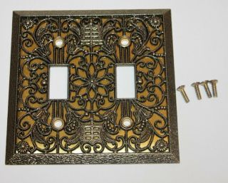 Double Light Switch Cover Antique Gold Style 4.  5 " X 4.  5 "