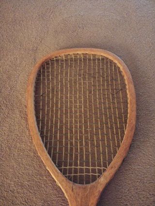 Antique Slightly Lopsided Transitional Tennis Racquet 12.  5oz Strings 3