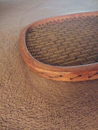 Antique Slightly Lopsided Transitional Tennis Racquet 12.  5oz Strings 5
