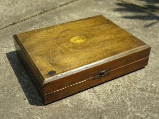 Antique Wooden Cutlery Box With Brass Fittings