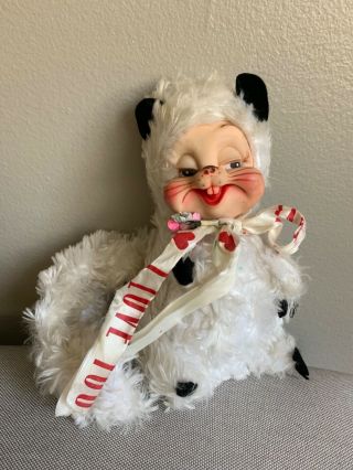 Plush Stinky Skunk Rubber Face Stuffed Rushton Toy Doll Vintage White Valentines