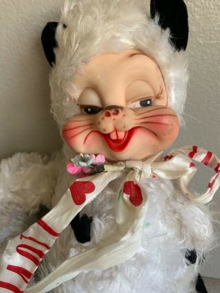 Plush Stinky Skunk Rubber Face Stuffed Rushton Toy Doll Vintage White Valentines 3