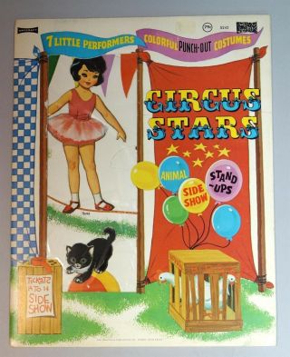 Un - Cut Paper Doll Book Template Circus Stars - 7 Little Performers C1930