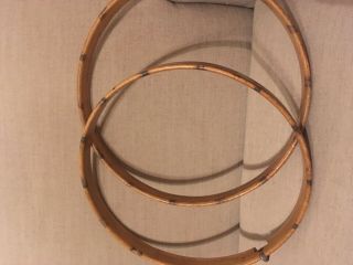 Vintage 14 " Wood Snare Drum Hoops From Antique Rope Tension