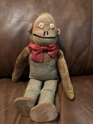 Vintage Brown Mohair? Toy Monkey Swivel Head Jointed Arms & Legs Steiff ?