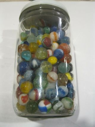 100,  Vintage Antique Marbles - Glass Swirls And Clay