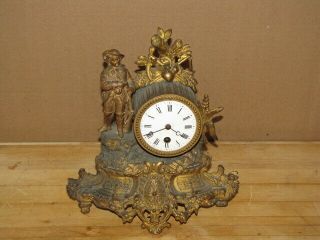 Antique French Gilt Metal Mantle Clock Parts
