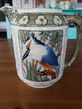 Antique Weller Pottery Zona Kingfisher Pitcher - Early 1900s