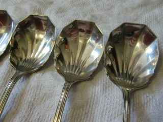 Set of 6 Vintage SHELL DESIGN Silver Plated ICE CREAM SPOONS 2