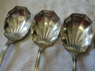 Set of 6 Vintage SHELL DESIGN Silver Plated ICE CREAM SPOONS 3