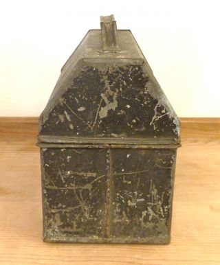 Antique 19th C Factory Paint Handmade TIN Lunch WORKER Industrial Tool BOX PAIL 3