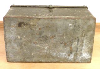 Antique 19th C Factory Paint Handmade TIN Lunch WORKER Industrial Tool BOX PAIL 6
