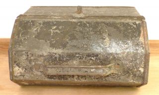 Antique 19th C Factory Paint Handmade TIN Lunch WORKER Industrial Tool BOX PAIL 7