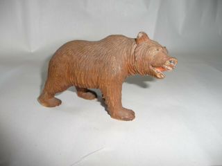 Antique Carved Wood Black Forest Bear Walking On All Fours