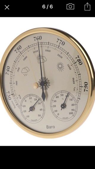 130mm Diameter Barometer Thermometer Hygrometer High Accuracy Gold Colour