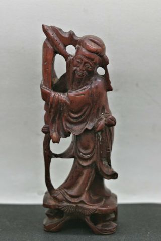 Vintage Chinese Rosewood Carving Of An Elder Circa 1960s