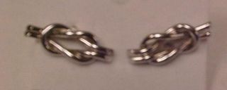 Cuff Links - Vintage - Swank Silver Tone - Shaped Like A Knotted Rope - 15231c
