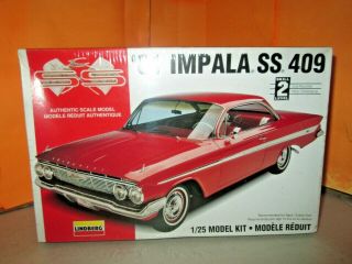 Vintage Lindberg 1961 Chevrolet Impala Ss 409 Model Kit 72163 1:25