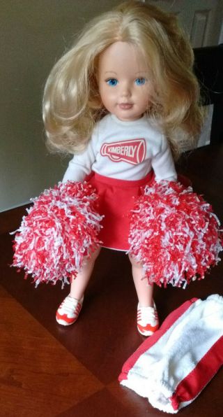 Vintage 1983 Cheerleader Kimberly 17 " Doll By Tomy With Outfit & Pom Poms - Vgc