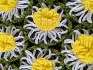 VTG Handmade Crochet Throw Afghan Granny Blanket Retro Daisy 58 