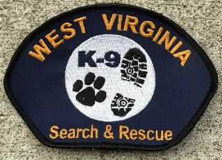 West Virginia K - 9 Search & Rescue Patch 5 " X 3.  5 "