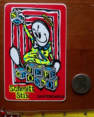 Nos Vintage Red Schmitt Stix Jeff Grosso Skateboard Sticker Sims G&s Powell
