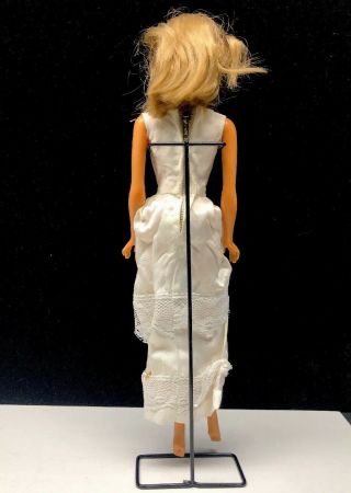 Old Vintage Barbie Doll With Blonde Hair And White Dress 4
