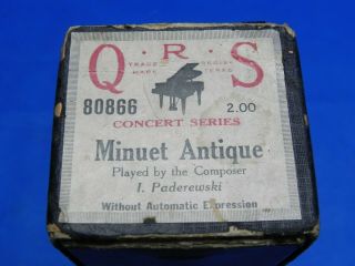 Qrs Player Music Piano Roll 80866 Minuet Antique Paderewski