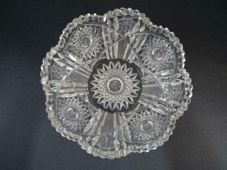 Antique Cut Glass Crystal 8 " Wide Daisy Button American Brilliant Victorian Vtg