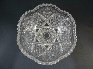 Antique Cut Glass Crystal 8 " Wide Daisy Honeycomb American Brilliant Victorian