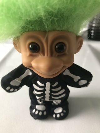 Skeleton Russ Troll Doll With Green Hair Halloween Vintage Rare