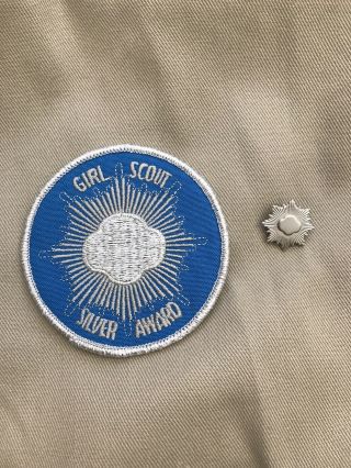 Vintage Girl Scout Silver Award Patch And Pin