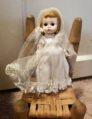 Vintage Ma Alexander Kins Bride Doll Black Eyes Straight Leg Walker Doll 1950 