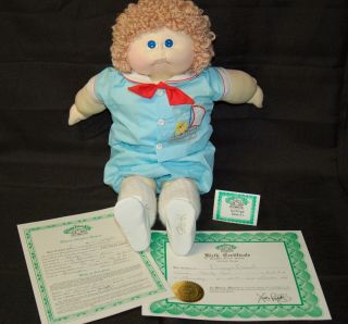 Vintage 1985 Cabbage Patch Doll With Papers - Dwayne Daniel Kpk34575 / 35000