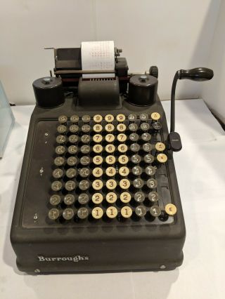Vintage Burroughs Portable Adding Machine Calculator Tape Register