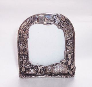 Vintage Miniature Arch Picture/photo Frame Silver Plated - Hedgehogs & Brambles