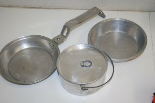 Vintage Complete Bsa Boy Scouts Of America Tin Camping Cookware Set Meal Kit