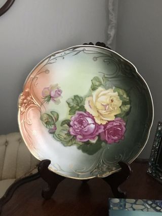 Antique C.  T Altwasser Cabinet Plate Hand Painted Roses