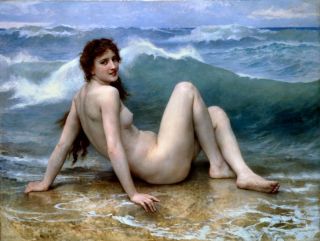 William Bouguereau The Wave Nude Female Painting Poster Fine Art Re - Print A3 A4
