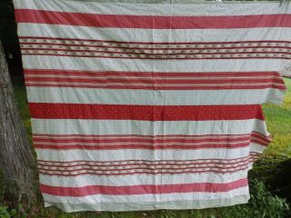 Great Vintage Quilt Top Red White Black Blue 69 X 80