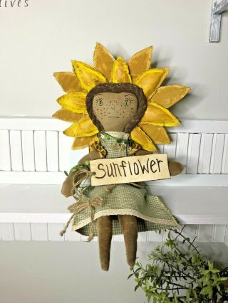 Primitive Folk Art Fall Primitive Sunflower Doll