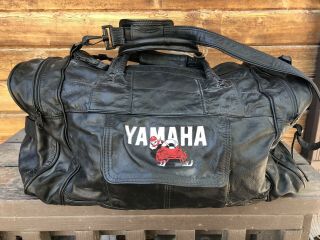 Vintage Yamaha Leather Duffel Gear Bag Snowmobile Travel