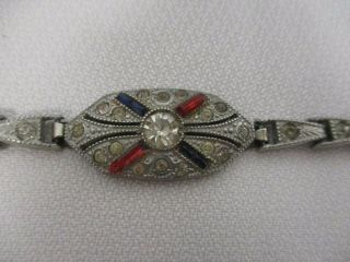 Antique Art Deco Link Bracelet With Rhinestones