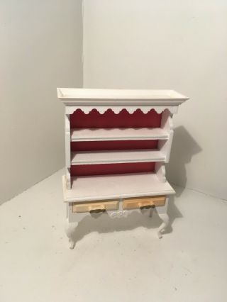 Vintage Dollhouse Miniatures Plastic & Wood Hutch W/ Opening Drawers 22