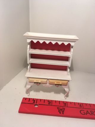 Vintage Dollhouse Miniatures Plastic & Wood Hutch w/ Opening Drawers 22 5
