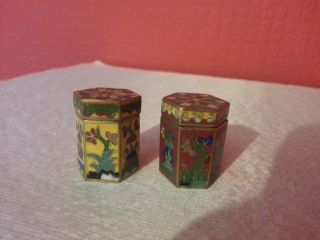 2 X Vintage Chinese Cloisonne Pill Boxes