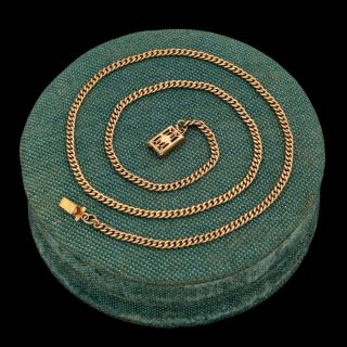Antique Vintage Art Deco 14k Gold Filled Gf Filigree Curb Link Chain Necklace