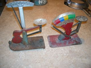 (r) Antique Vintage Primitive Egg Scales 1 With Cast Iron Base