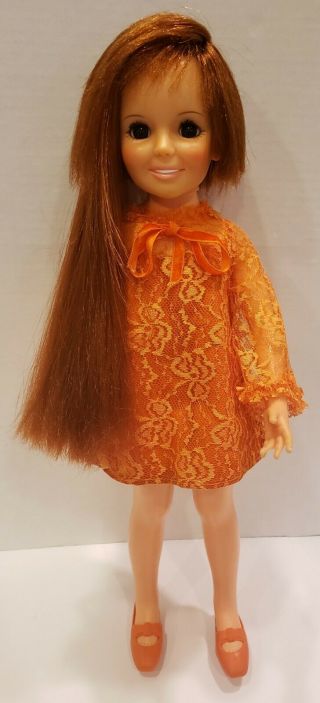Vintage 1969 Ideal Crissy Doll Dress & Shoes Auburn Grow Hair